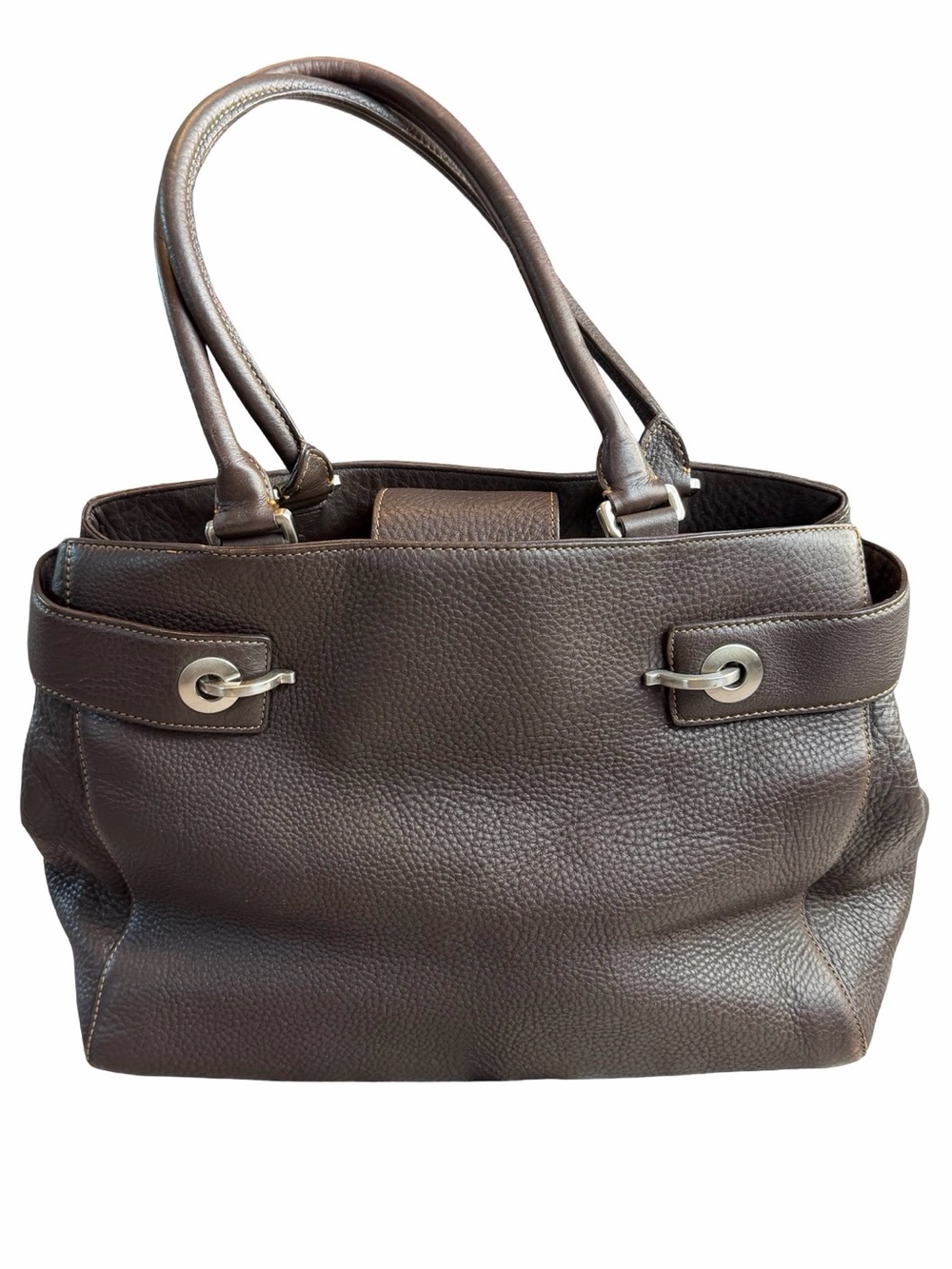 LEVENGER Dark Brown Pebbled Leather Tote Career Travel Satchel